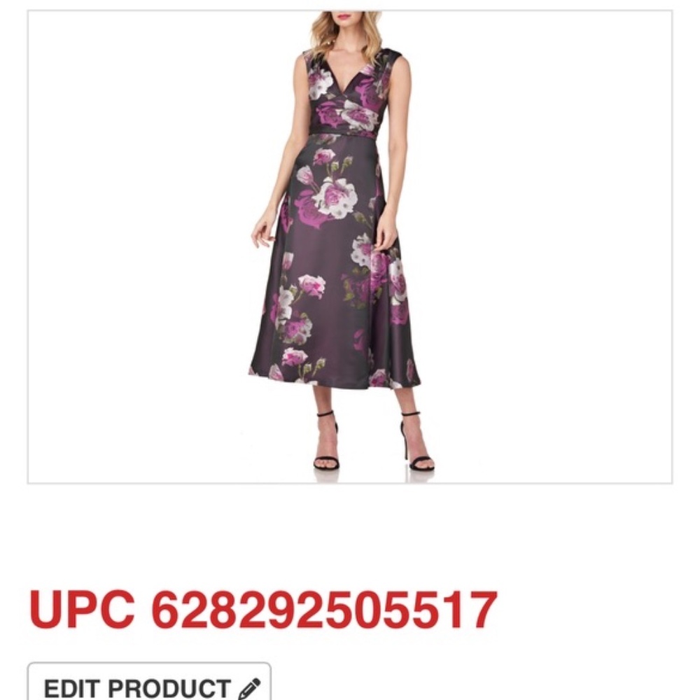 Kay Unger woman’s Vivienne Floral MIDI a-line Dress Plum Size 14